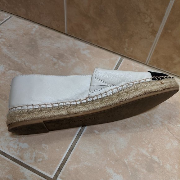 Sam Edelman Krissy Espadrille White and Black Capped Toe Slip Size 8 Loafer - Picture 7 of 10